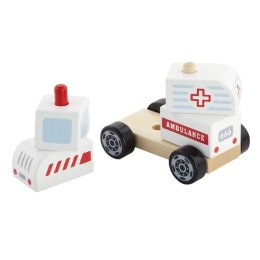 Viga Toys Viga Drewniane Klocki Ambulans Karetka Pojazd Auto Pogotowie