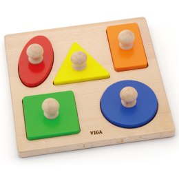 Viga Toys Viga Drewniane Puzzle z Pinezkami Kształty Montessori