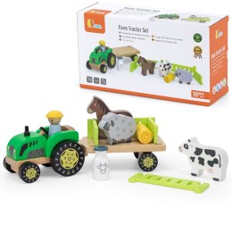 Viga Toys VIGA Traktor Drewniany Zwięrzatka Farma Zagroda