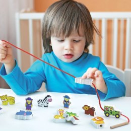 Viga Toys VIGA Drewniana Przeplatanka Klocki Farma do Nawlekania Montessori