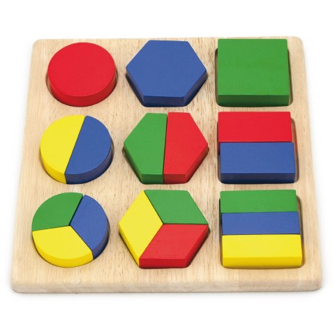 Viga Toys Drewniana układanka Viga Wzory Figury Geometryczne 18 Elementów Montessori