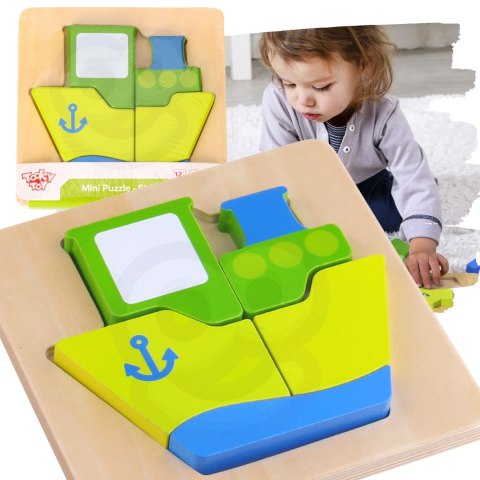 Tooky Toy TOOKY TOY Puzzle Układanka Montessori Grube Klocki Statek 6 el.