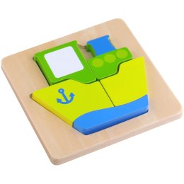 Tooky Toy TOOKY TOY Puzzle Układanka Montessori Grube Klocki Statek 6 el.