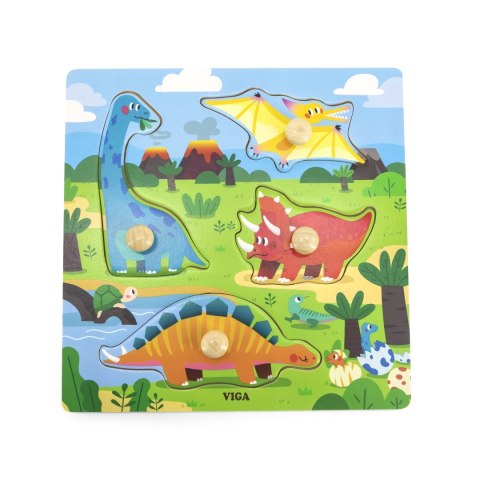 Viga Toys VIGA Drewniane Puzzle z Pinezkami Dinozaury