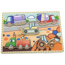 Viga Toys VIGA Grube Puzzle Pojazdy Budowlane Dopasuj Kształty