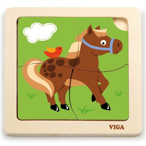 Viga Toys VIGA Poręczne Drewniane Puzzle Konik