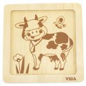 Viga Toys VIGA Poręczne Drewniane Puzzle Krówka