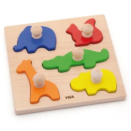 Viga Toys Viga Drewniane Puzzle z Pinezkami Zwierzęta