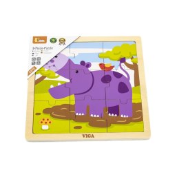 Viga 51443 Puzzle na podkładce 9 elementów - hipopotam