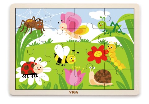 Viga 51450 Puzzle na podkładce 16 elementów - życie na łące