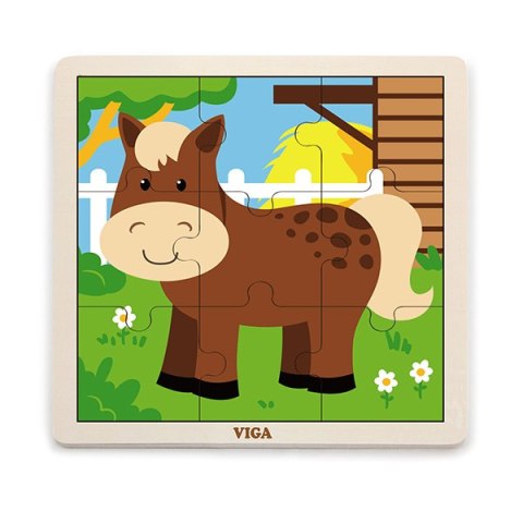 Viga 51439 Puzzle na podkładce 9 elementów - konik