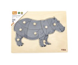 Viga 44604 Puzzle na podkładce z uchwytami - Hipopotam