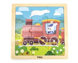 Viga 44631 Puzzle na podkładce 9 elementów - pociąg